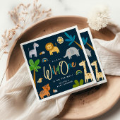 かわいいサファリジャングル動物ワイルドワンベビーシャワー スタンダードカクテルナプキン