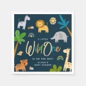 かわいいサファリジャングル動物ワイルドワンベビーシャワー スタンダードカクテルナプキン (正面)