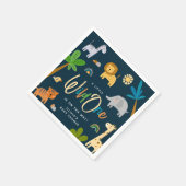 かわいいサファリジャングル動物ワイルドワンベビーシャワー スタンダードカクテルナプキン (角)