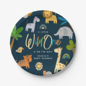 かわいいサファリジャングル動物ワイルドワンベビーシャワー ペーパープレート (正面)