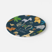 かわいいサファリジャングル動物ワイルドワンベビーシャワー ペーパープレート (アングル)