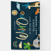 かわいいサファリジャングル動物ワイルドワンベビーシャワー 横断幕 (縦)