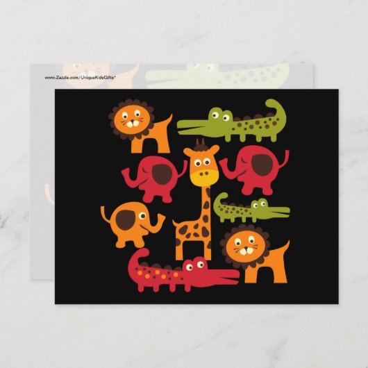 かわいいサファリジャングル動物園の動物プリントギフト ポストカード (正面/裏面)