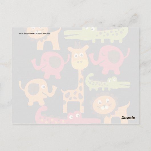 かわいいサファリジャングル動物園の動物プリントギフト ポストカード (裏面)