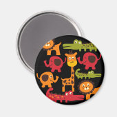 かわいいサファリジャングル動物園の動物プリントギフト マグネット (正面/裏面)