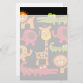 かわいいサファリジャングル動物園プリントの贈り物 便箋 (正面/裏面)