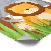 かわいいサファリジャングル動物男の赤ちゃんシャワーポスター ポスター (角)