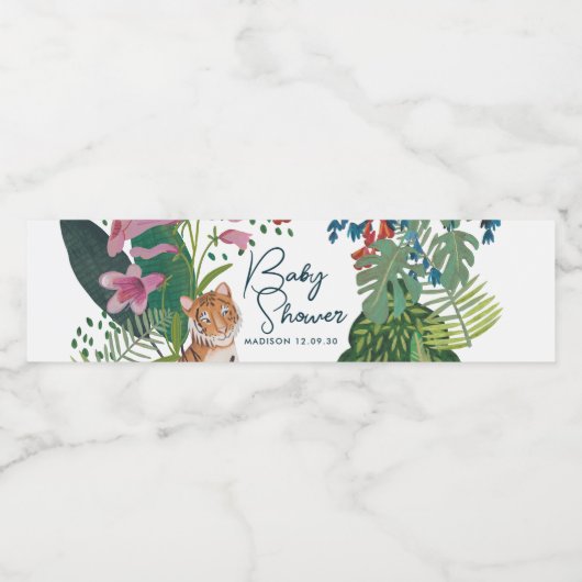 かわいいサファリタイガージャングル新生児シャワー ペットボトルラベル (シングルラベル)