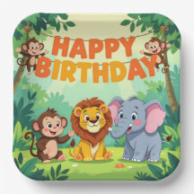 かわいいサファリテーマの誕生日おめでとう