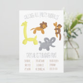 かわいいサファリバルーン動物の誕生日パーティー 招待状 (スタンド正面)
