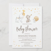 かわいいサファリパレード赤ちゃんシャワー 招待状 (正面)