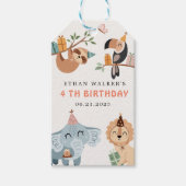 かわいいサファリパーティー動物子供の誕生日 ギフトタグ (正面)