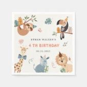 かわいいサファリパーティー動物子供の誕生日 スタンダードカクテルナプキン (正面)
