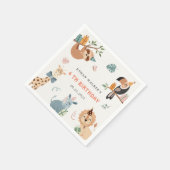 かわいいサファリパーティー動物子供の誕生日 スタンダードカクテルナプキン (角)