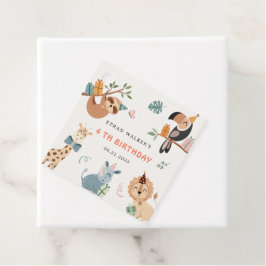 かわいいサファリパーティー動物子供の誕生日 フェイバータグ