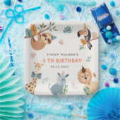 かわいいサファリパーティー動物子供の誕生日 ペーパープレート (パーティー)