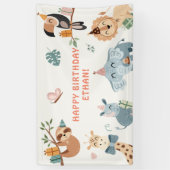 かわいいサファリパーティー動物子供の誕生日 横断幕 (縦)