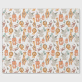 かわいいサファリパーティー動物 ラッピングペーパー (フラット)