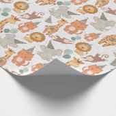 かわいいサファリパーティー動物 ラッピングペーパー (角)