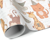 かわいいサファリパーティー動物 ラッピングペーパー (ロールコーナー)