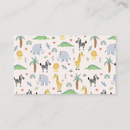 かわいいサファリベイビーシャワーおむつラッフル エンクロージャーカード (裏面)