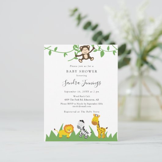 かわいいサファリベイビーシャワージャングル動物のかわいい野生 ポストカード (スタンド正面)