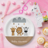 かわいいサファリボホベビーアニマル ペーパープレート (パーティー)