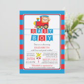 かわいいサファリモンキーボーイベビーシャワー招待状 招待状 (スタンド正面)