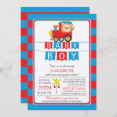 かわいいサファリモンキーボーイベビーシャワー招待状 招待状 (正面/裏面)