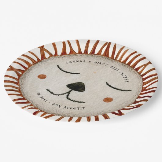 かわいいサファリライオンベビーシャワー ペーパープレート (アングル)