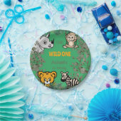 かわいいサファリワイルドワングリーン ペーパープレート (パーティー)