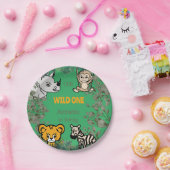 かわいいサファリワイルドワングリーン ペーパープレート (パーティー)