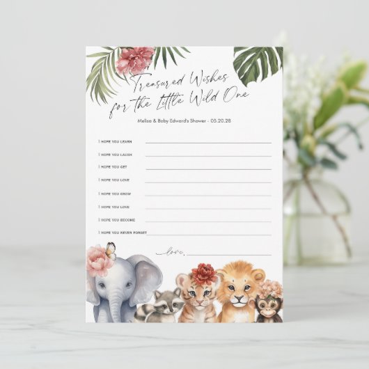 かわいいサファリワイルドワンベビーガールウィッシュカード アドバイスカード (スタンド正面)