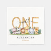 かわいいサファリワイルドワン1歳の誕生日ナプキン スタンダードカクテルナプキン (正面)