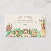 かわいいサファリ動物おむつラッフルチケット エンクロージャーカード (正面)