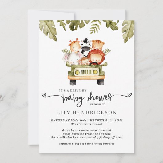 かわいいサファリ動物たち | ドライブバイ ベイビーシャワー (正面)