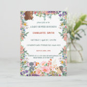 かわいいサファリ動物のジャングルウォーター色の植物 招待状 (スタンド正面)