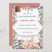 かわいいサファリ動物のジャングルウォーター色の植物 招待状 (正面/裏面)