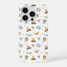 かわいいサファリ動物のジャングル柄スマホケース