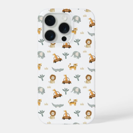 かわいいサファリ動物のジャングル柄スマホケース iPhoneケース (裏面)