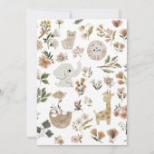 かわいいサファリ動物のスクリプト茶色ボヘミアンベイビーシャワー 招待状 (裏面)