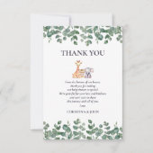 かわいいサファリ動物のベビーシャワーサンキューカード サンキューカード (正面)