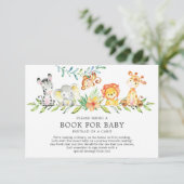 かわいいサファリ動物のベビーシャワーブック 赤ちゃんへ エンクロージャーカード (スタンド正面)