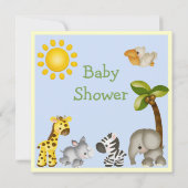 かわいいサファリ動物のベビーシャワー 招待状 (裏面)