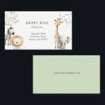 かわいいサファリ動物の保育園 名刺<br><div class="desc">かわいい&シンプルの水色のサファリ動物の保育園/託児の名刺。</div>