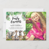 かわいいサファリ動物の写真の子供の誕生日 招待状 (正面)