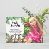 かわいいサファリ動物の写真の子供の誕生日 招待状 (スタンド正面)