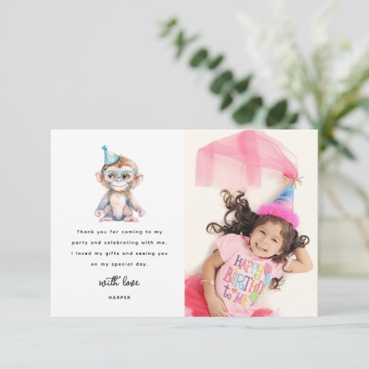 かわいいサファリ動物の写真の誕生日 サンキューカード (スタンド正面)