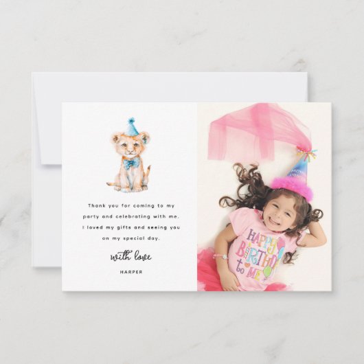 かわいいサファリ動物の写真の誕生日 サンキューカード (正面)