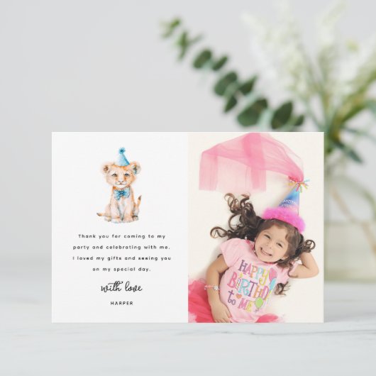 かわいいサファリ動物の写真の誕生日 サンキューカード (スタンド正面)